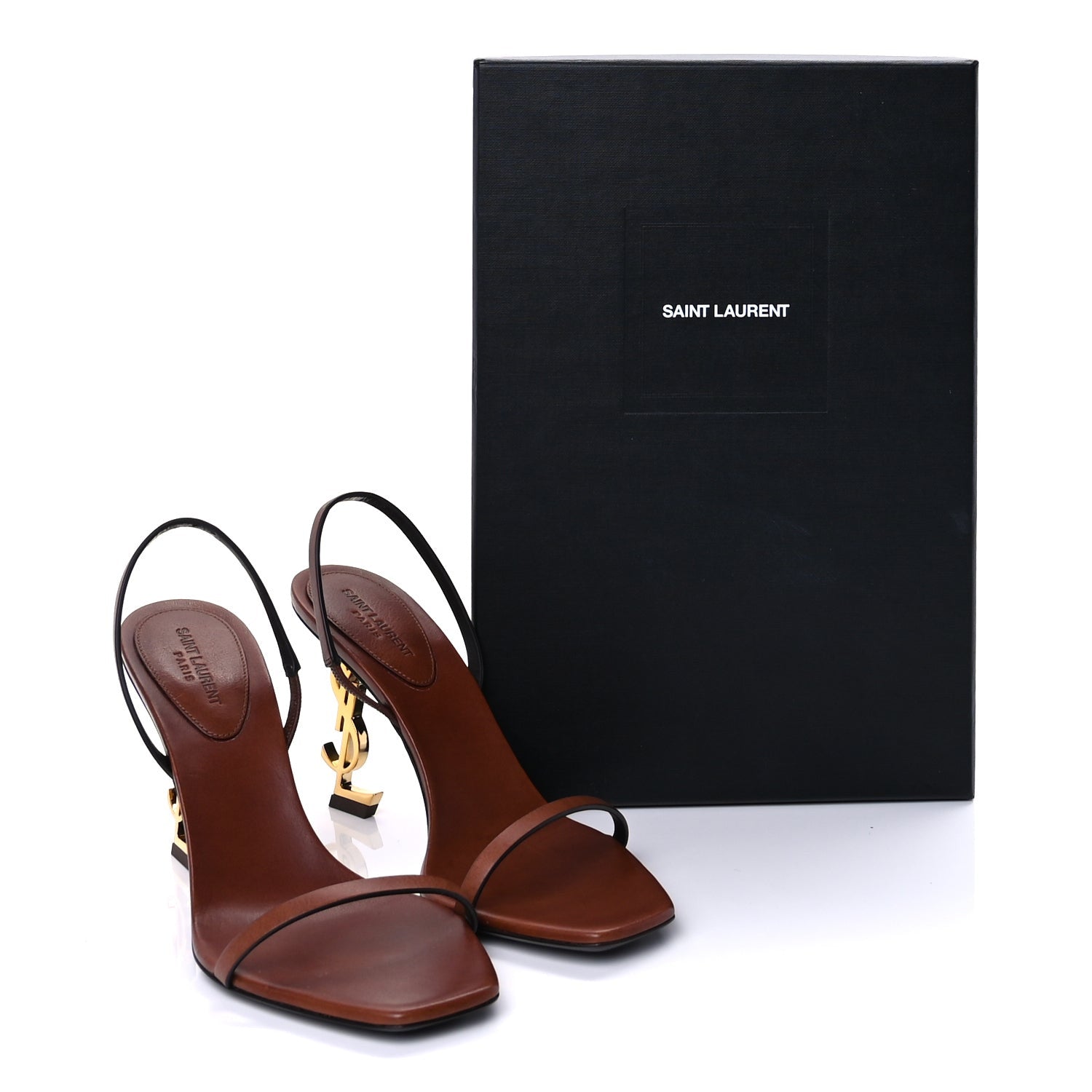 Saint Laurent Calfskin Opyum Slingback Sandals 38 Caramel 9 of 9