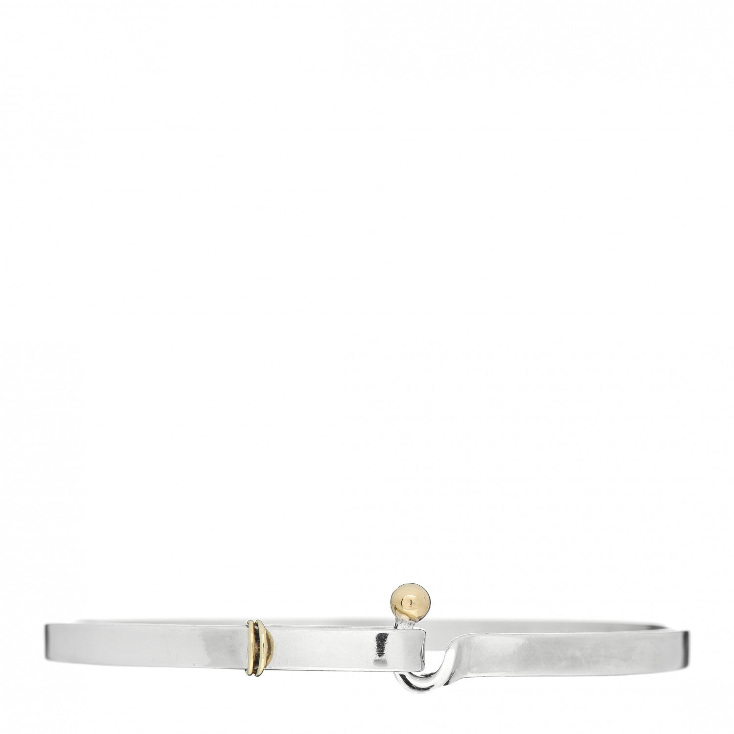 Tiffany Sterling Silver 18K Yellow Gold Hook Eye Bangle Bracelet 1 of 4