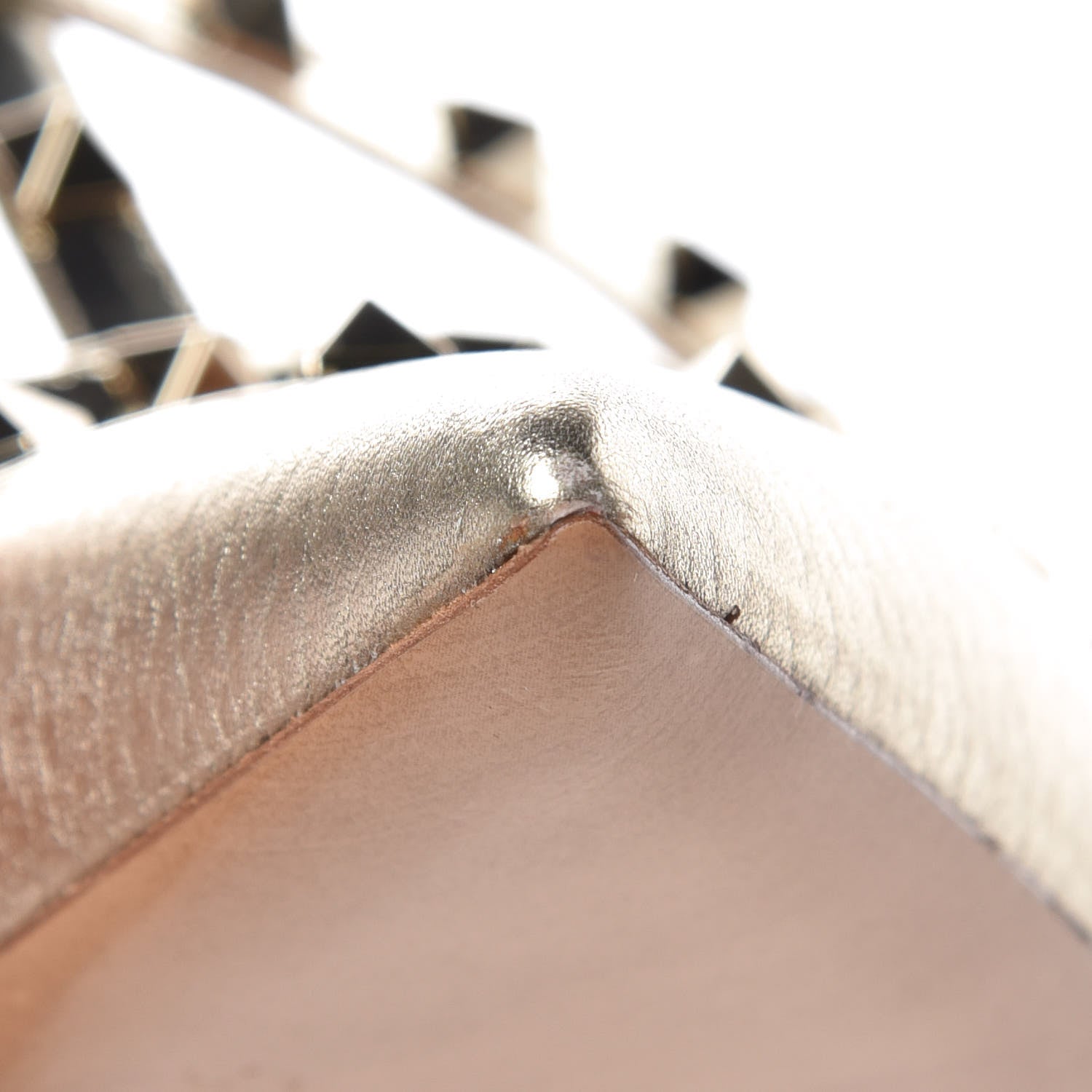 Valentino Garavani Metallic Pebbled Calfskin Rockstud 90mm Cage Mules 37 Platino 9 of 9