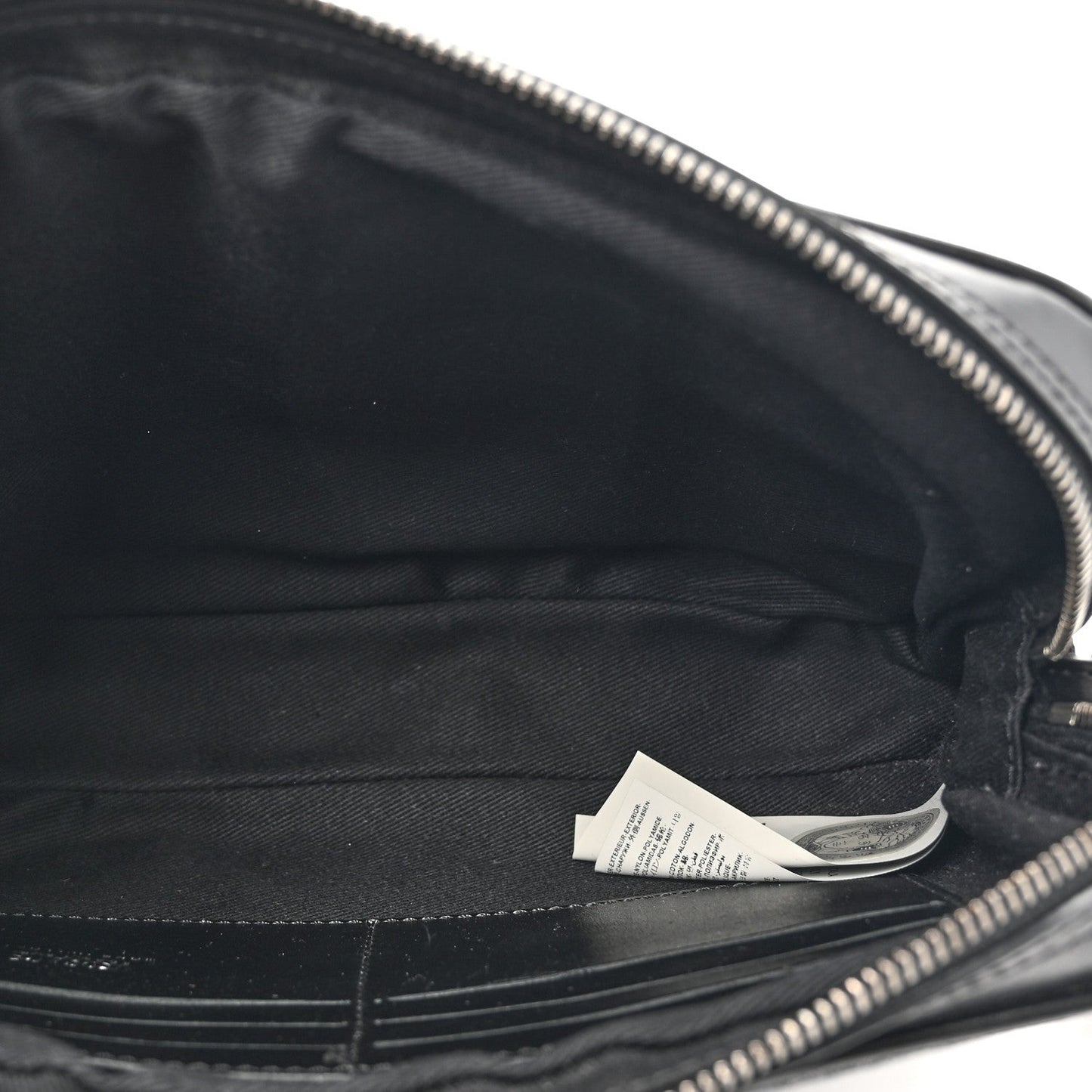 Fabric Jacquard Calfskin Barocco Wristlet Pouch Black