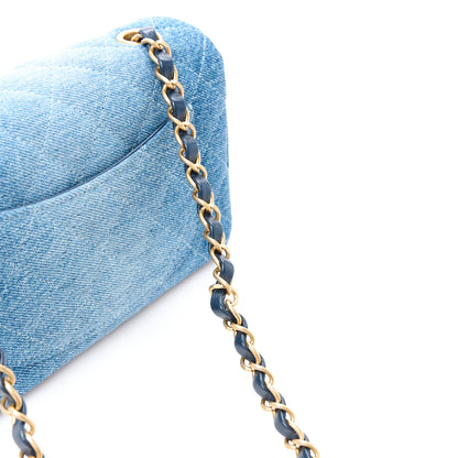 Chanel Washed Denim Quilted Mini Rectangular Flap Blue 14 of 15