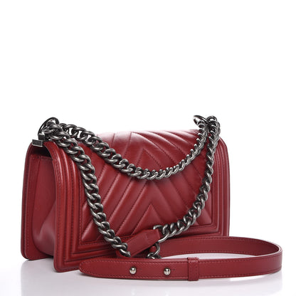 Chanel Calfskin Chevron Quilted Medium Boy Flap Red 3 of 7
