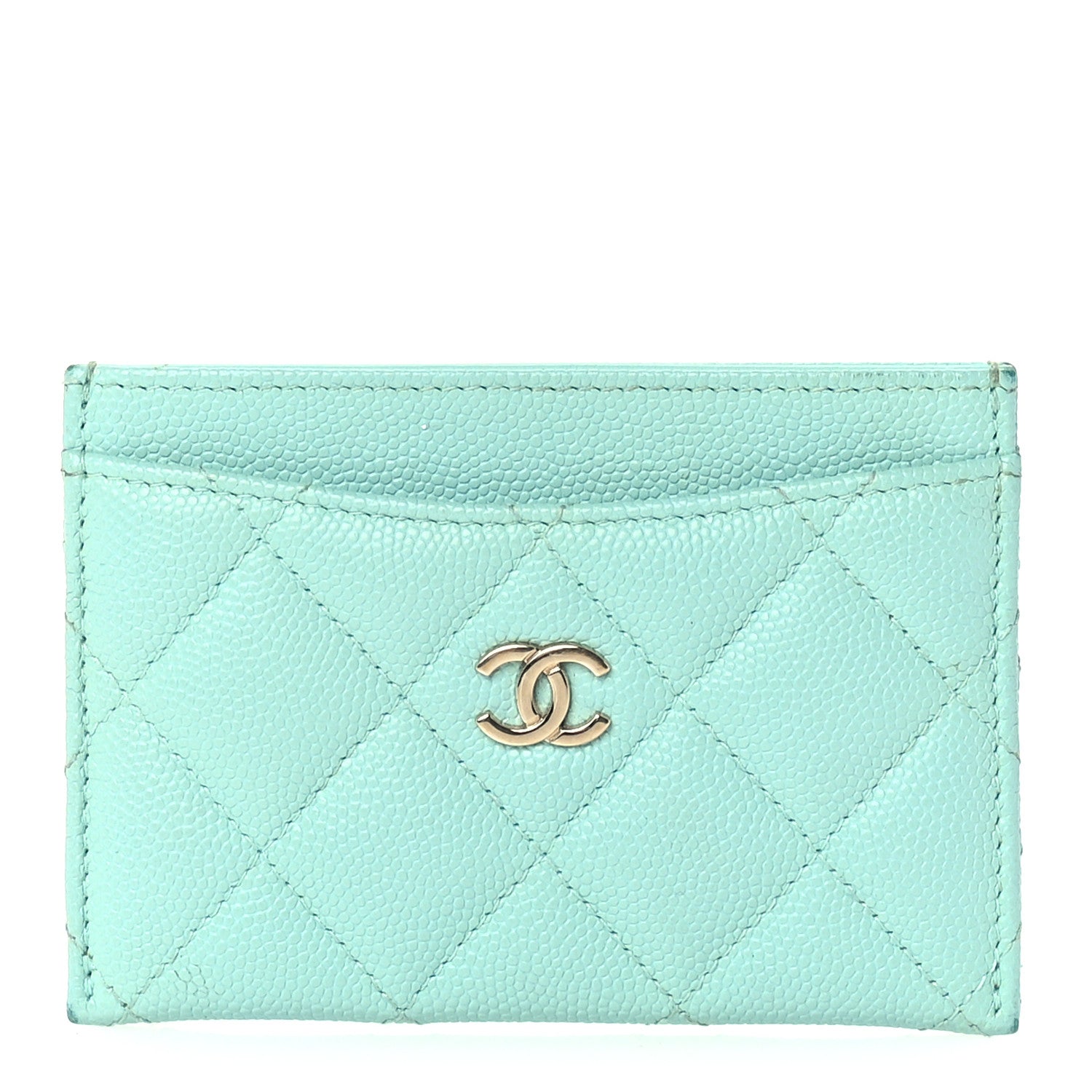 Chanel Caviar Quilted Flap Card Holder  Light Blue 1 of 8