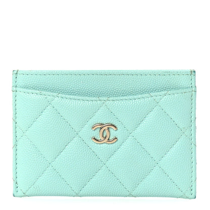 Chanel Caviar Quilted Flap Card Holder  Light Blue 1 of 8