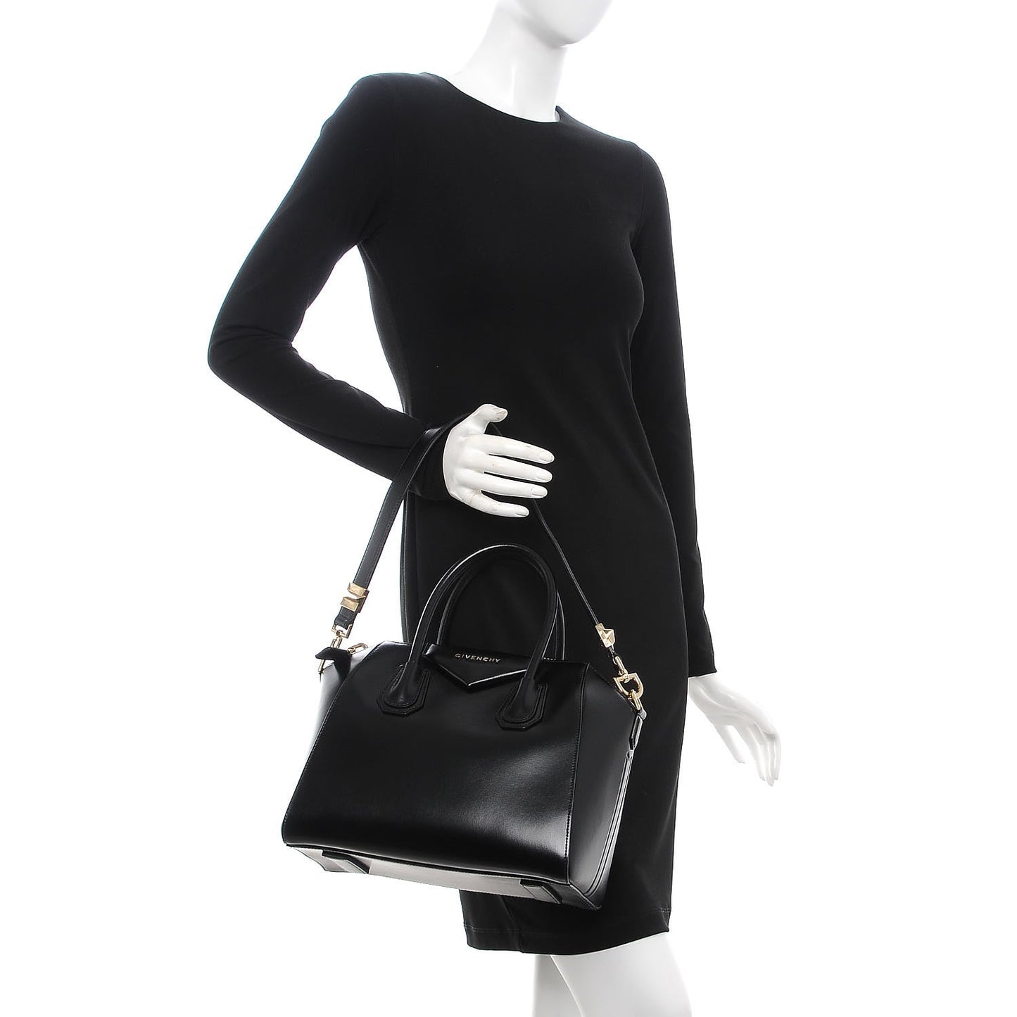 Shiny Lord Calfskin Small Antigona Black