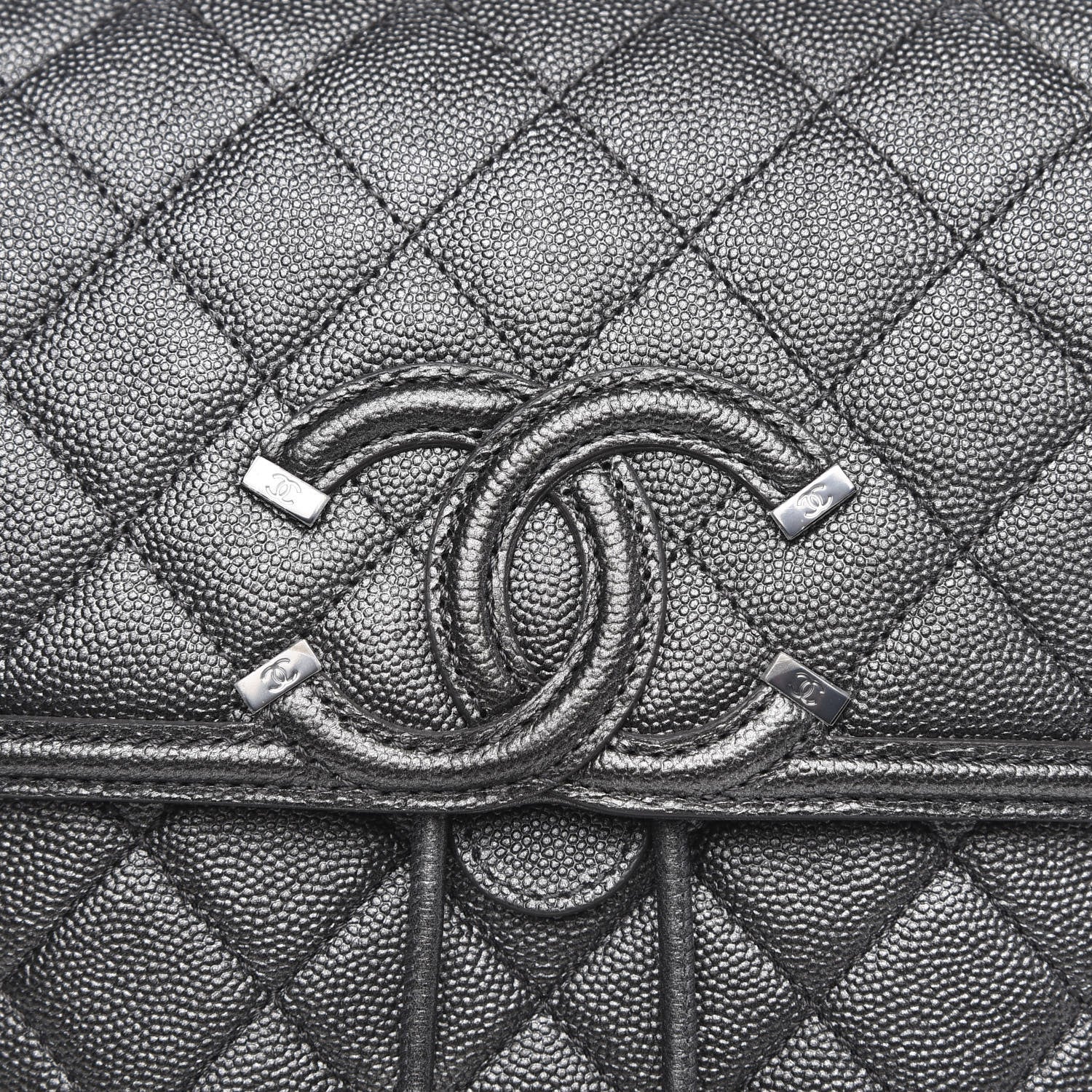 Chanel Metallic Caviar Quilted Filigree Backpack Dark Silver 10 of 11