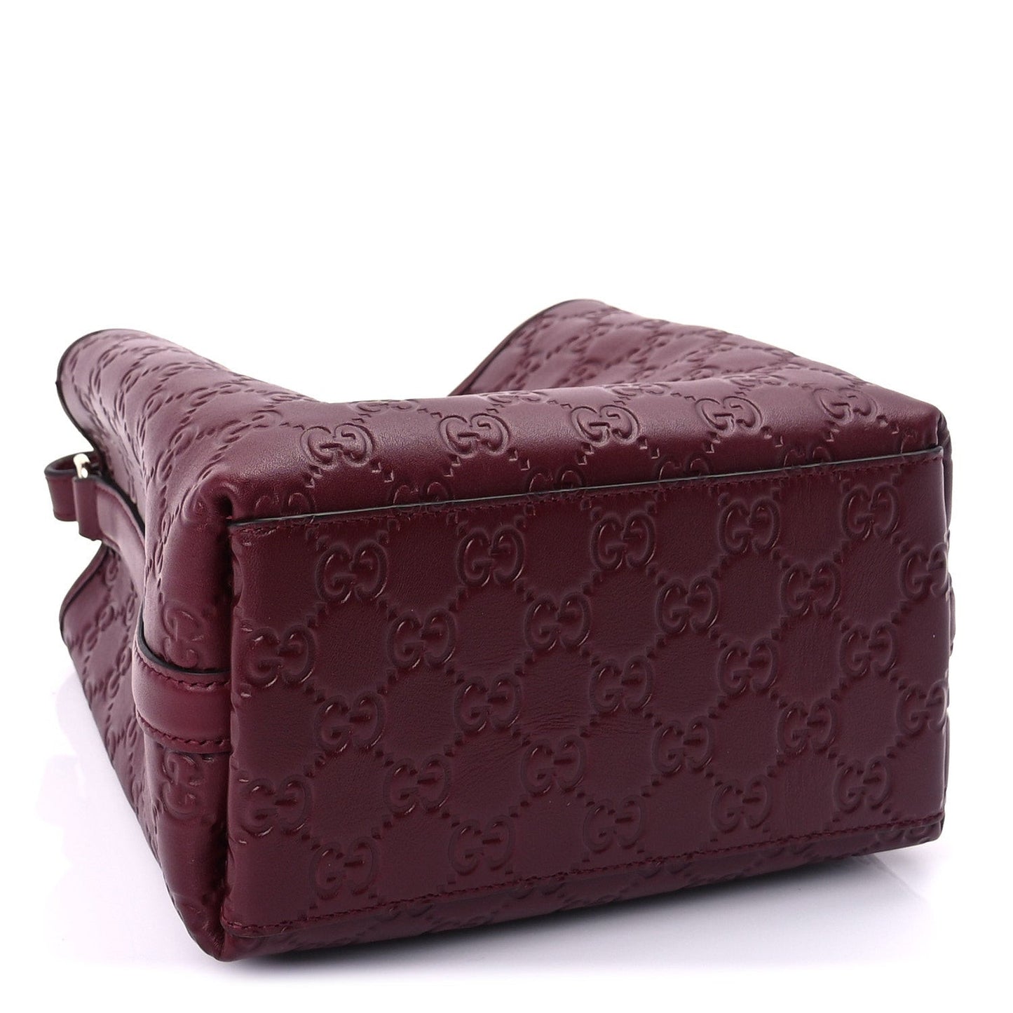 GG Calfskin Embossed Emblem Small Bucket Bag Rosso Ancora Red