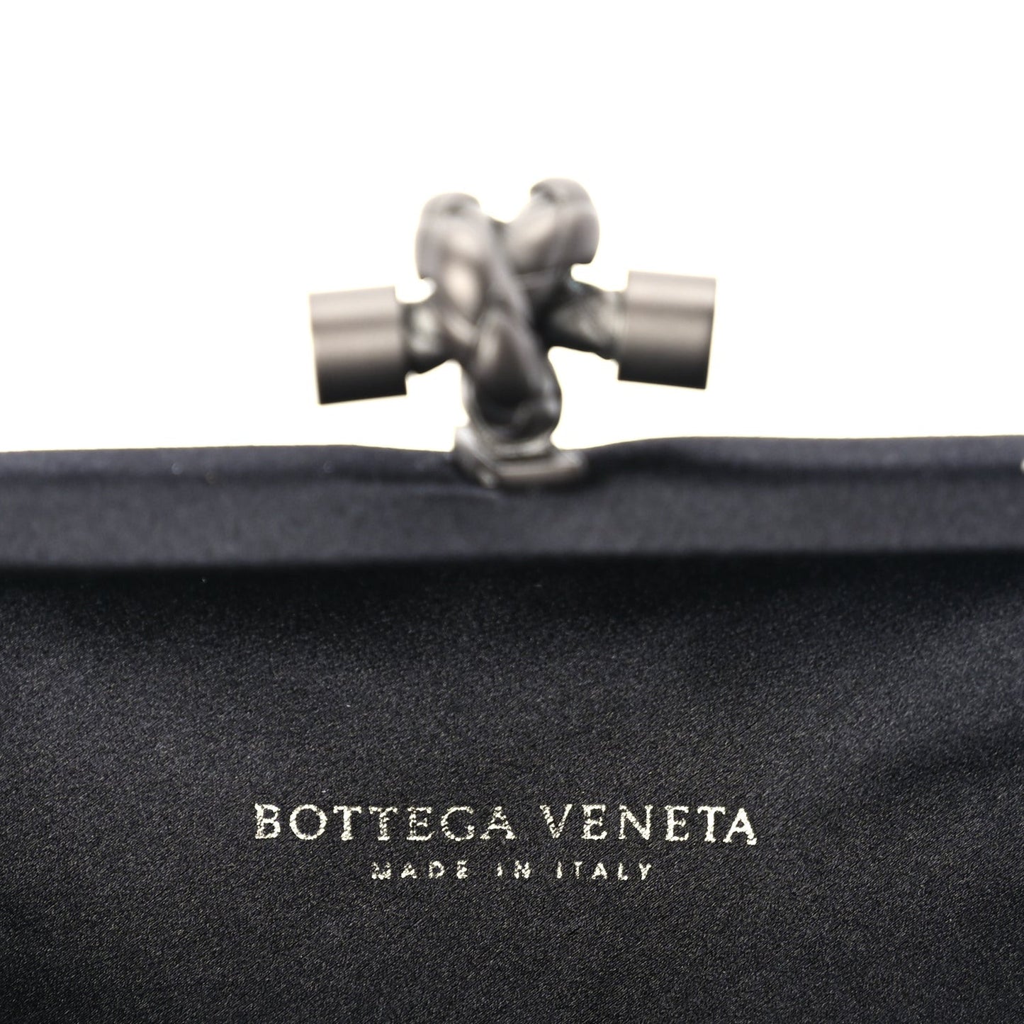 Satin Intrecciato Mesh Woven Knot Clutch Black