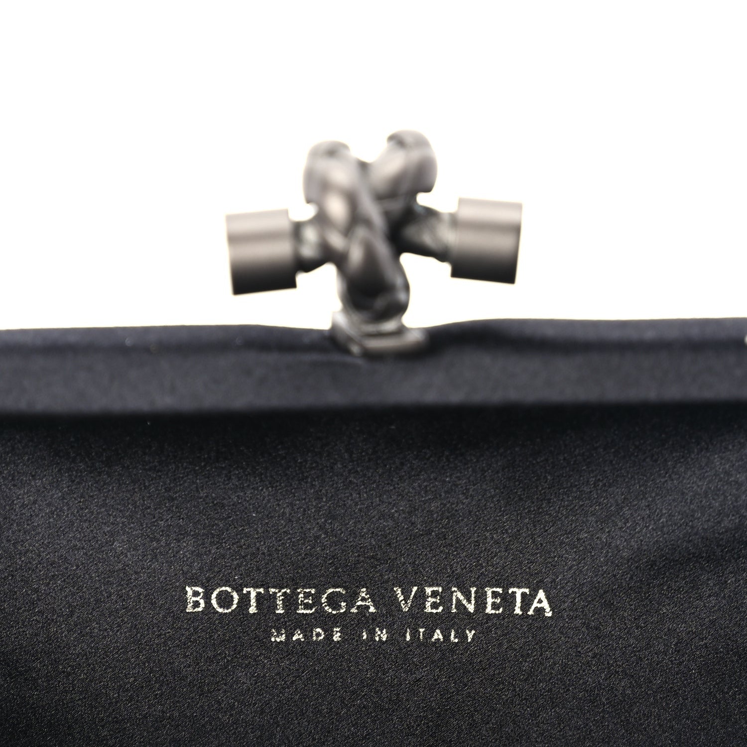 Bottega Veneta Satin Intrecciato Mesh Woven Knot Clutch Black 7 of 7