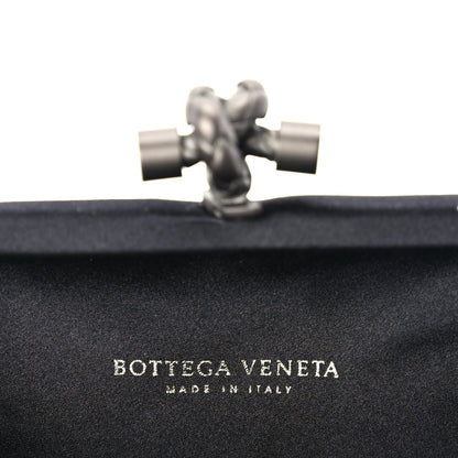 Bottega Veneta Satin Intrecciato Mesh Woven Knot Clutch Black 7 of 7