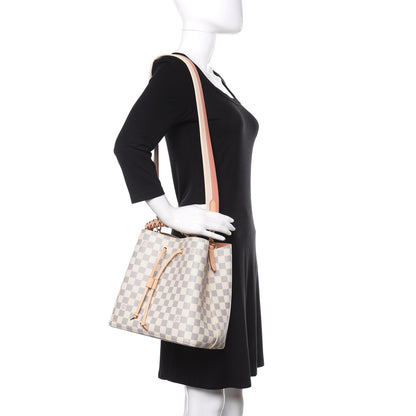 Louis Vuitton Damier Azur Braided Neonoe MM Peach Cream 2 of 12