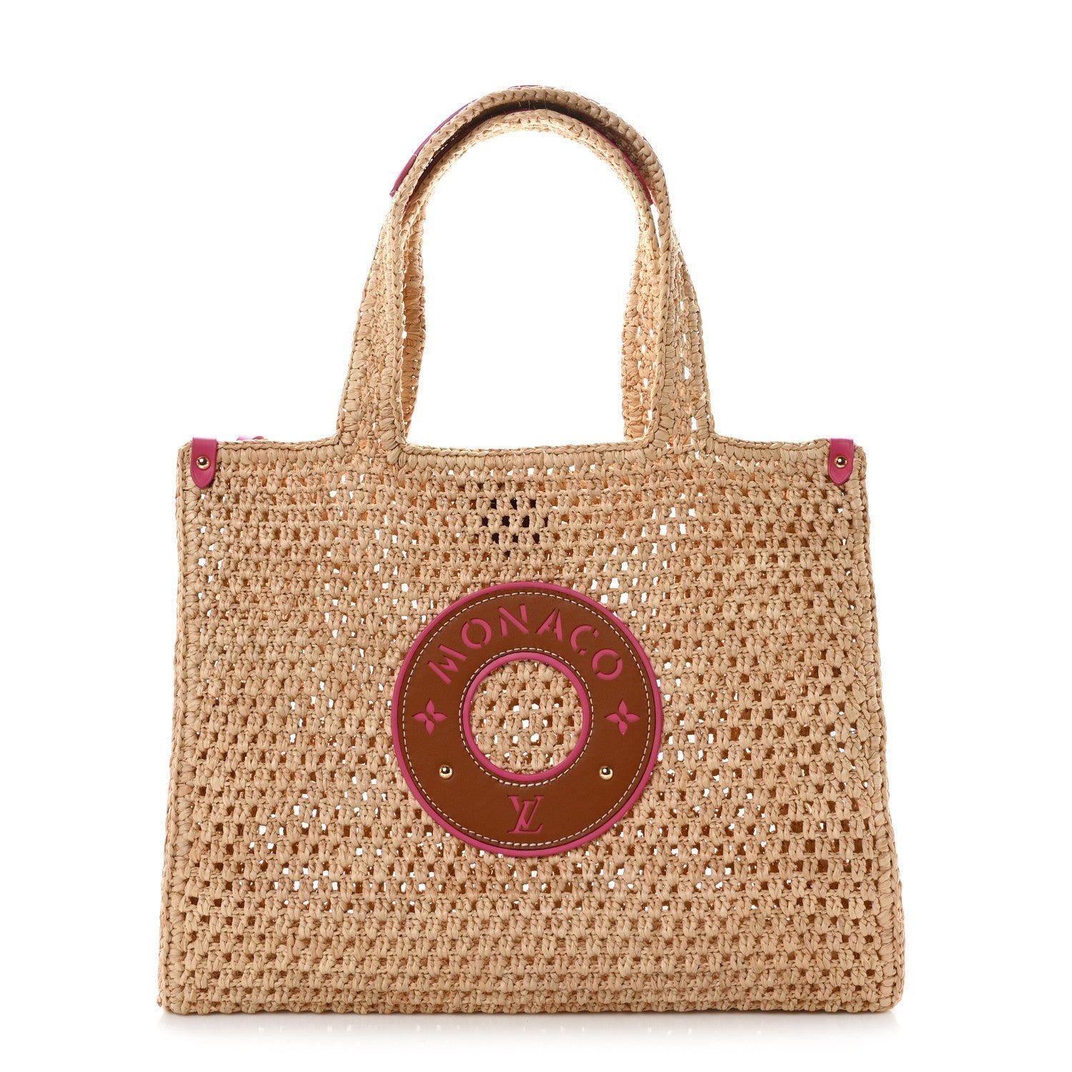 Louis Vuitton Raffia Calfskin Monaco OnTheGo MM Rose 1 of 7