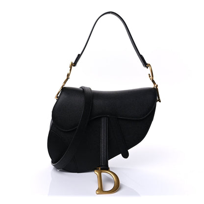 Christian Dior Grained Calfskin Saddle Bag With Strap Black 1 of 8