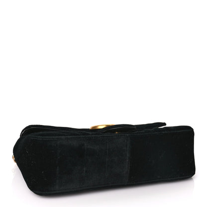 Gucci Velvet Matelasse Small GG Marmont Shoulder Bag Black 3 of 9
