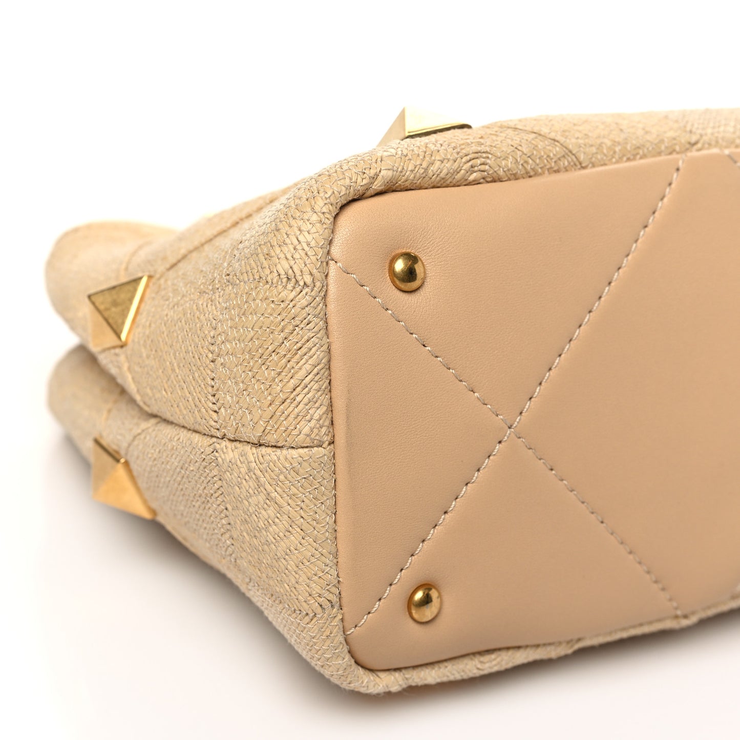 Raffia Small Roman Stud The Handle Bag Natural