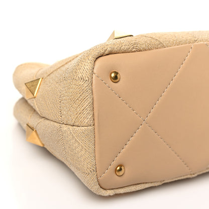Valentino Garavani Raffia Small Roman Stud The Handle Bag Natural 8 of 9