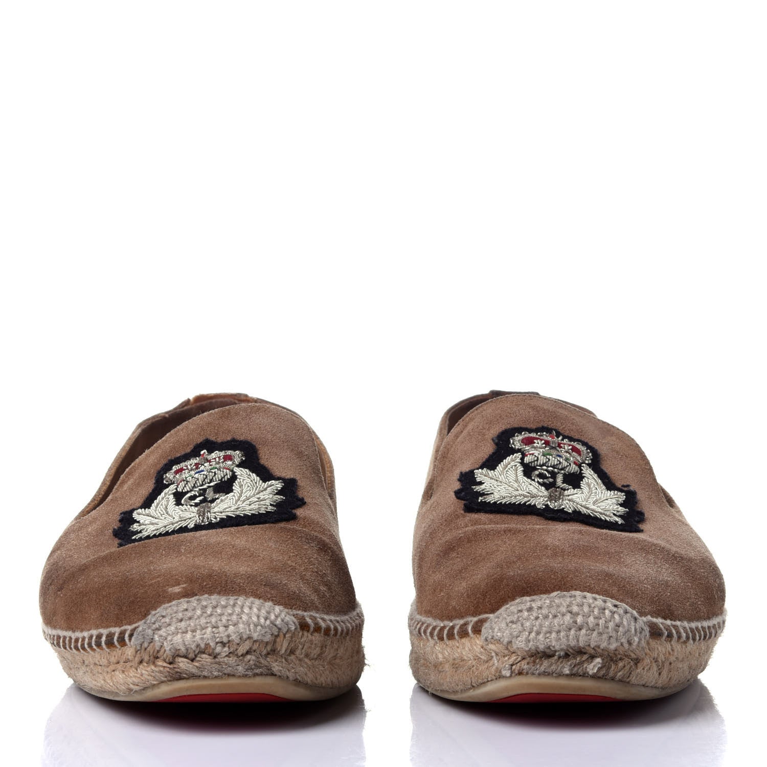 Christian Louboutin Calfskin Suede Mens Rivalion Flat Espadrilles 45 Brown 2 of 12