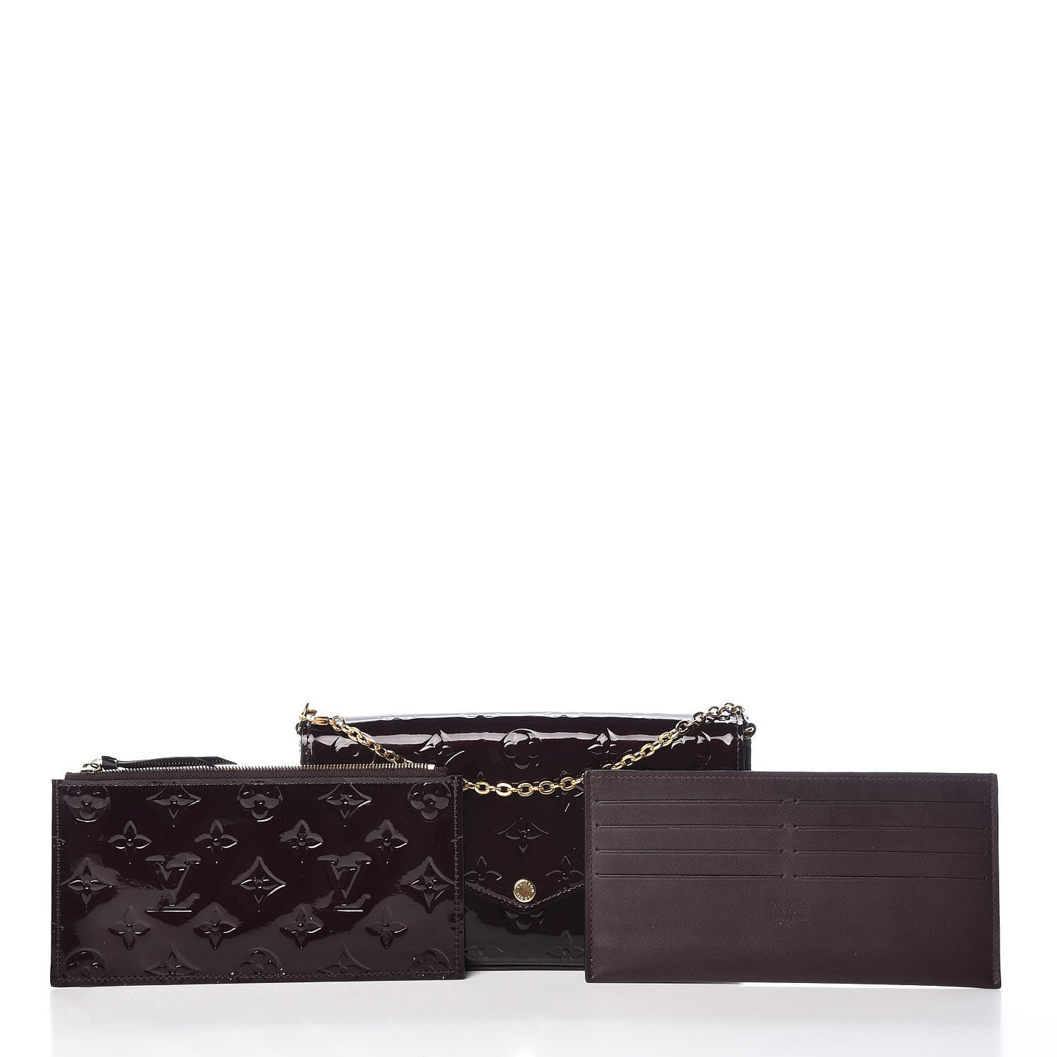 Louis Vuitton Vernis Pochette Felicie Chain Wallet Amarante 3 of 12