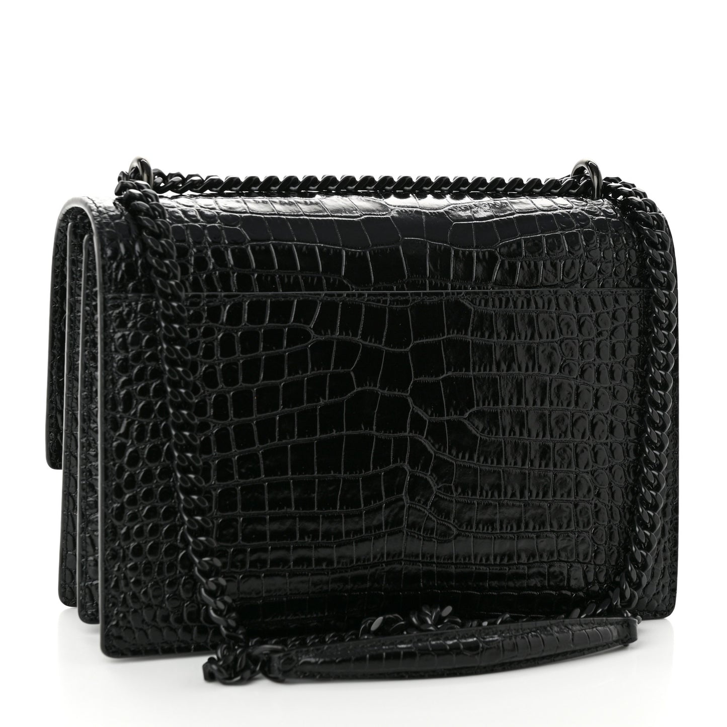 Calfskin Crocodile Embossed Medium Monochrome Monogram Sunset Black