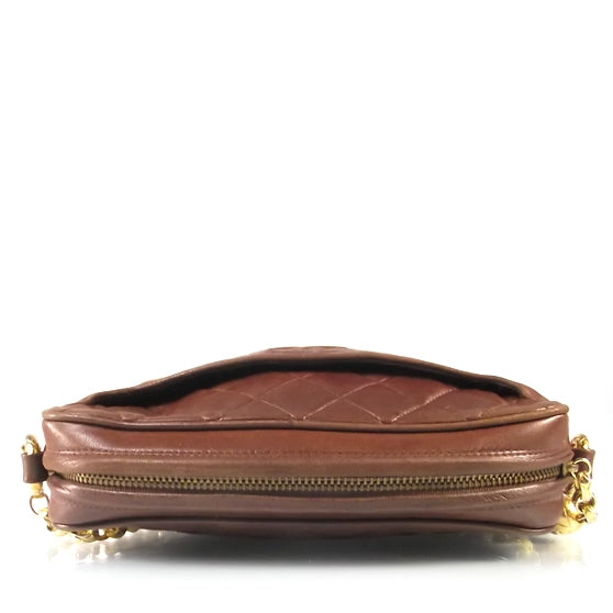 Quilted Lambskin Tassel Camera Case Brown