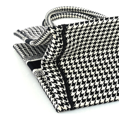Christian Dior Canvas Houndstooth Embroidered Medium Book Tote  Black White 7 of 8