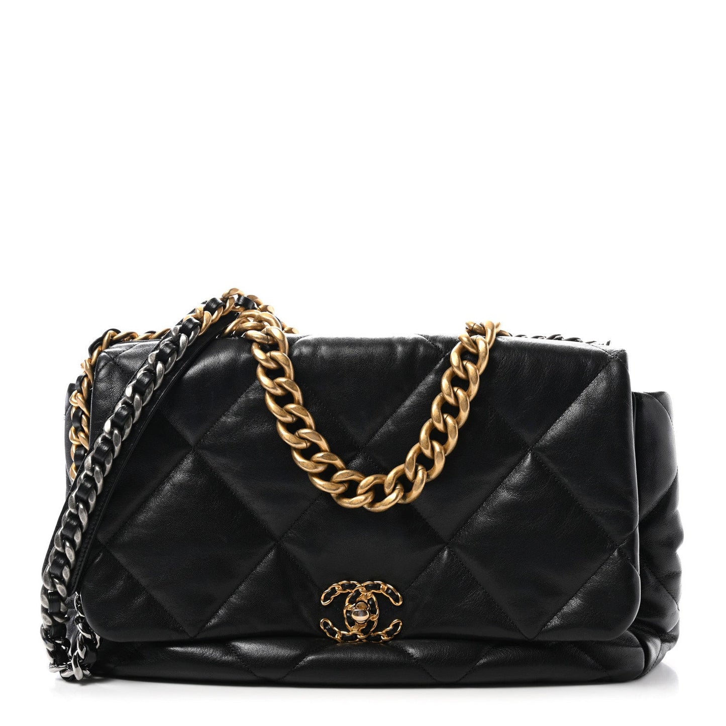 Lambskin Quilted Maxi 19 Flap Black
