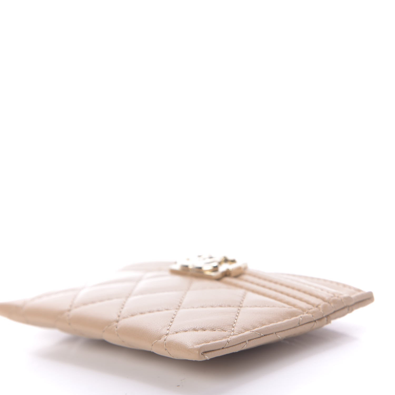Chanel Lambskin Quilted Boy Card Holder Beige 9 of 10