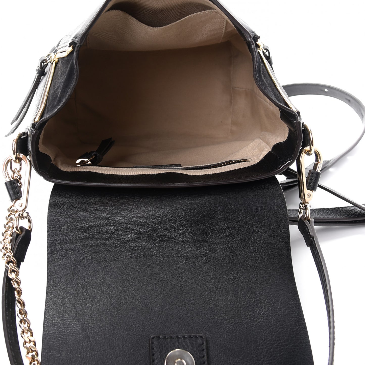 Suede Calfskin Small Faye Backpack Black