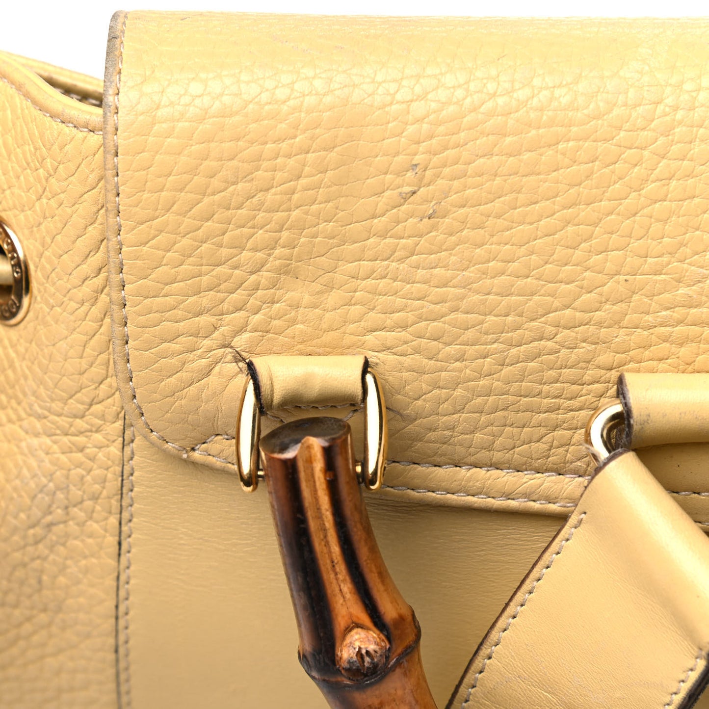 Calfskin Bamboo Medium Backpack Yellow