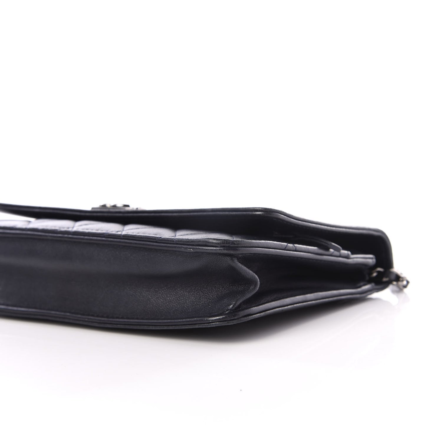 Lambskin Quilted Boy Wallet On Chain WOC Navy Blue