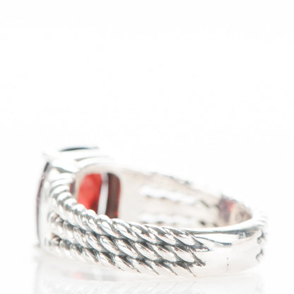 David Yurman Sterling Silver Diamond Garnet 10mm Petite Wheaton Ring 51 5.75 2 of 5