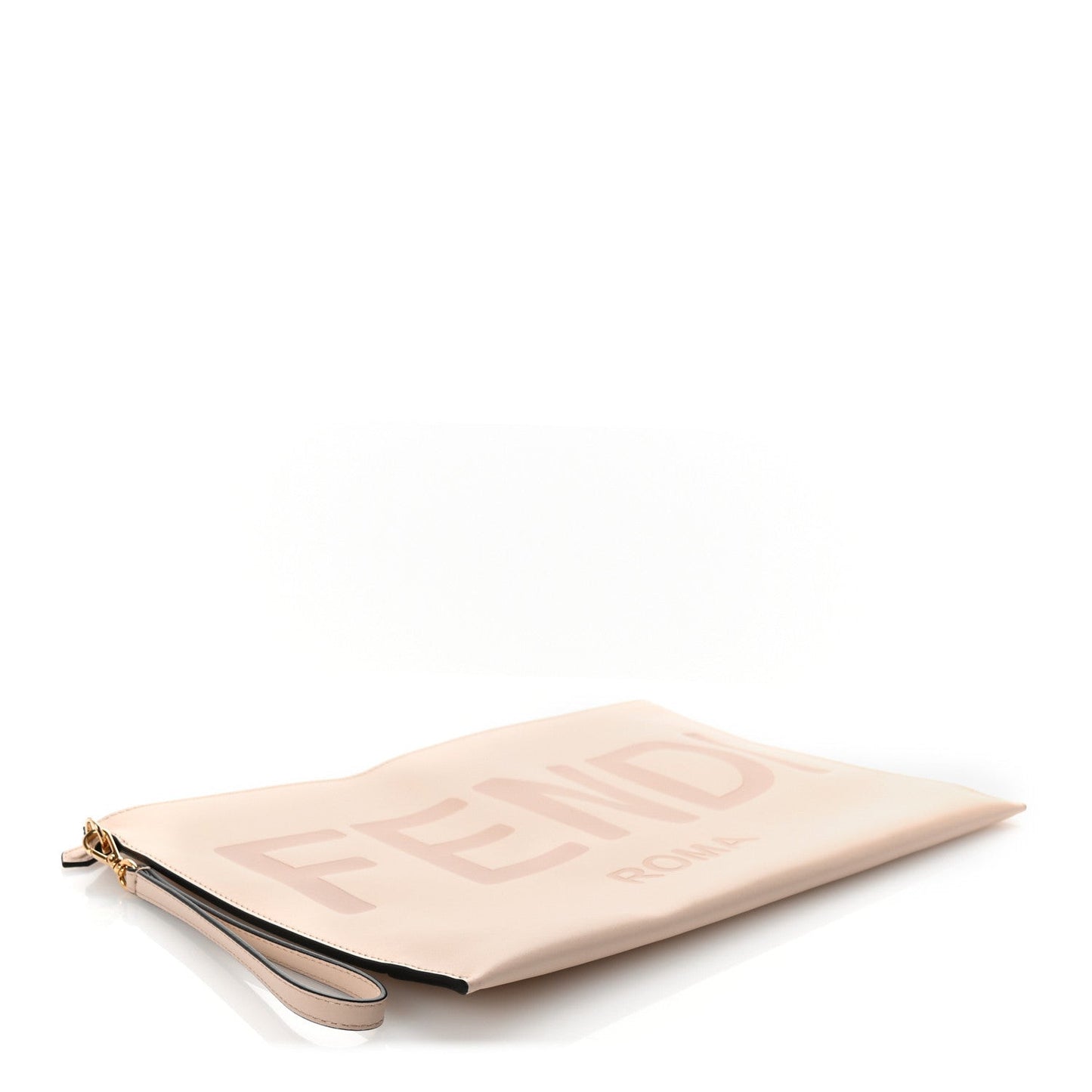Vitello King Logo Embossed Large Flat Pouch Poudre