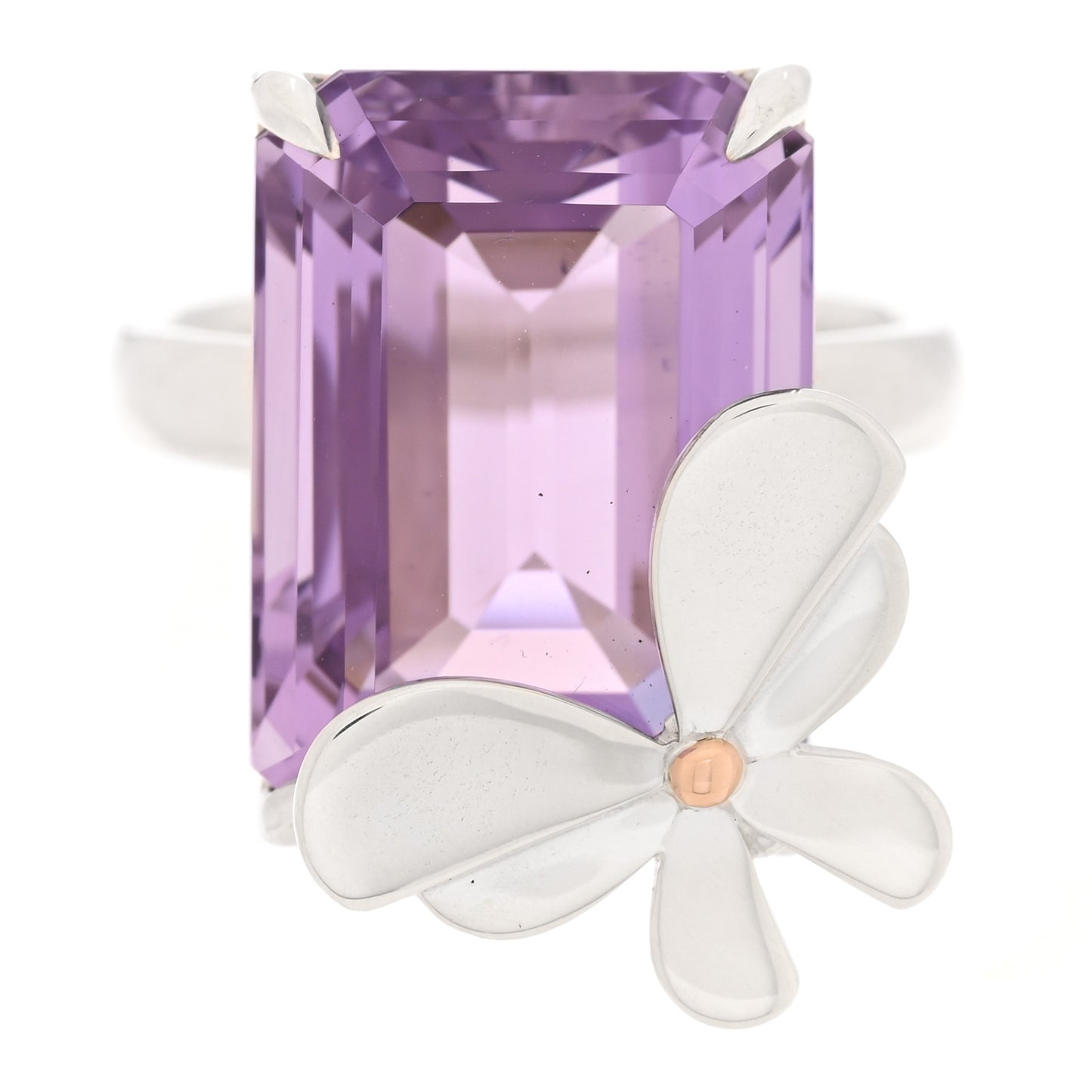 Sterling Silver 18K Rose Gold Amethyst Return to Tiffany Love Bugs Butterfly Ring 54 7