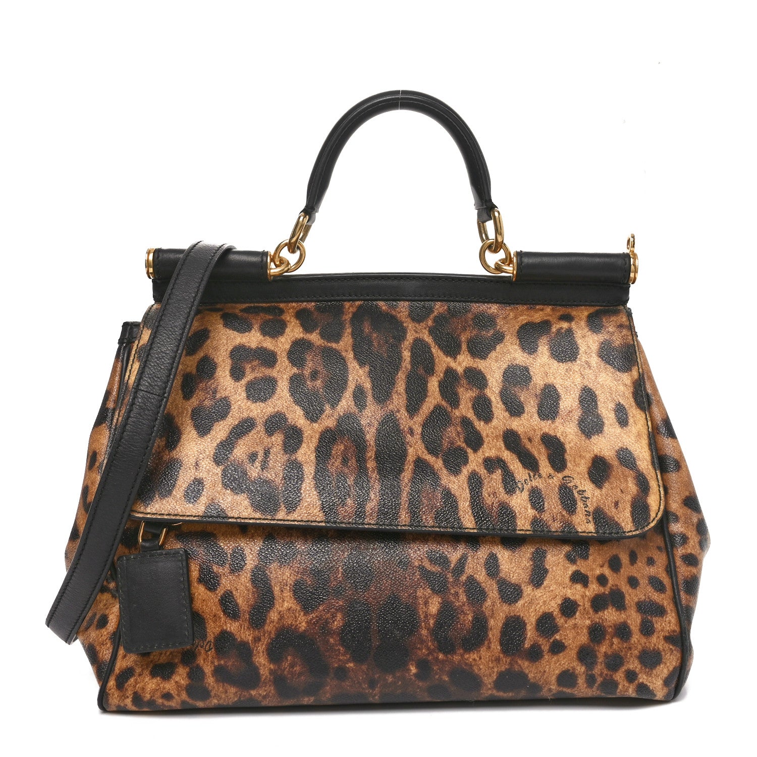 Dolce & Gabbana Canvas Leopard Print Large Miss Sicily Satchel 1 of 9