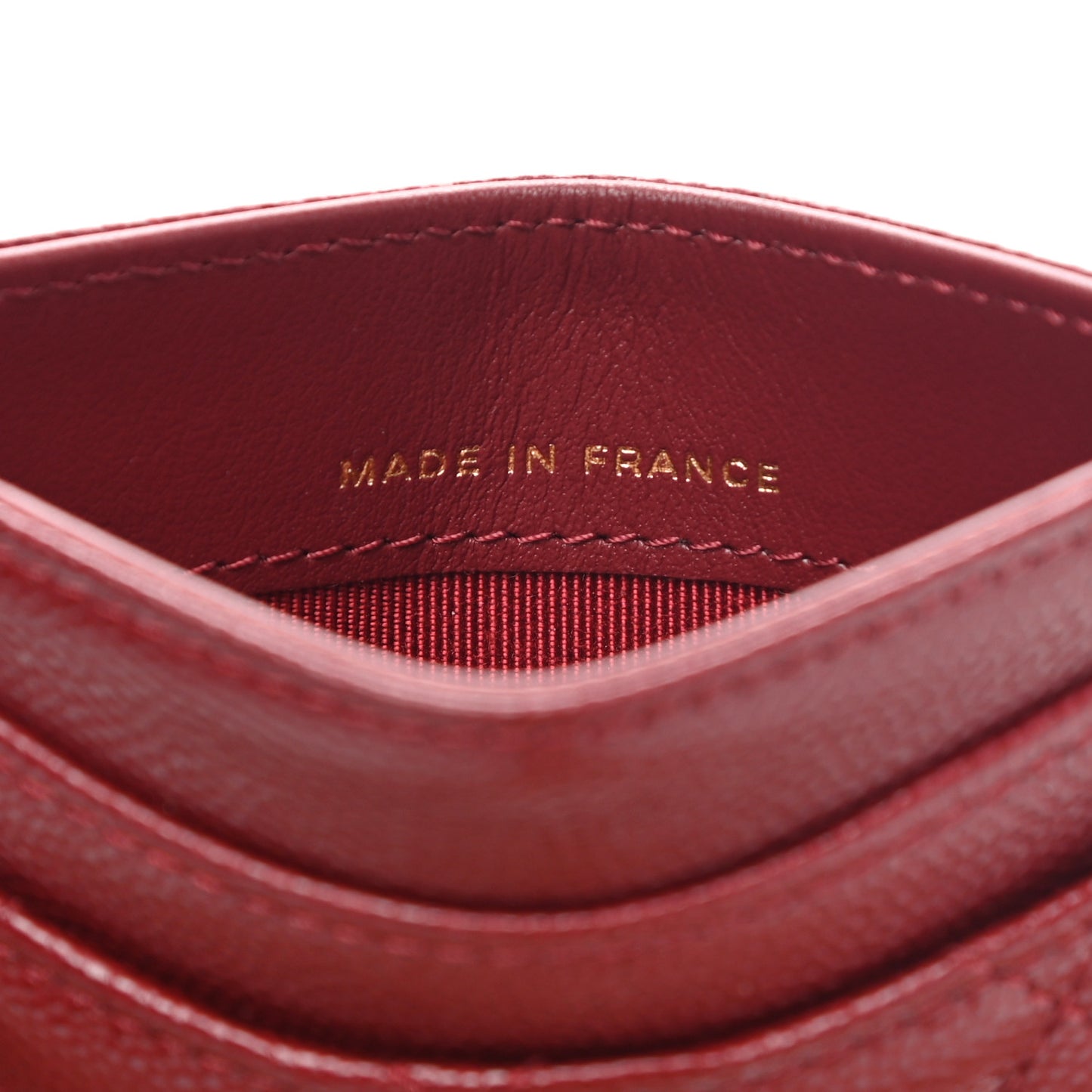 Caviar Quilted Card Holder Burgundy