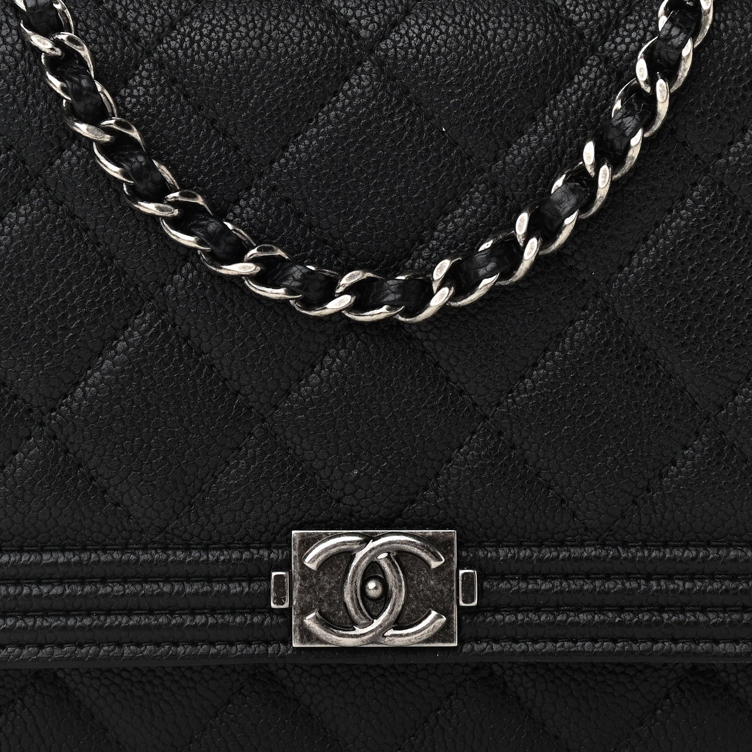 Chanel Caviar Quilted Boy Wallet On Chain WOC Black 10 of 13