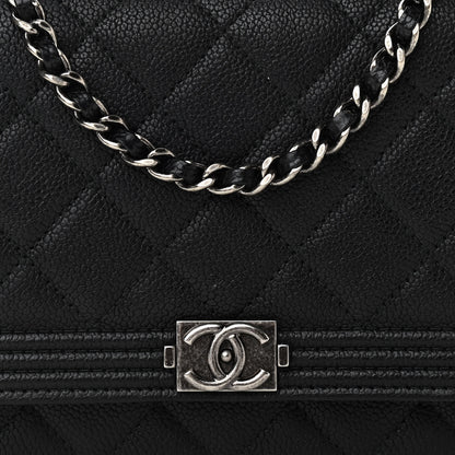 Chanel Caviar Quilted Boy Wallet On Chain WOC Black 10 of 13