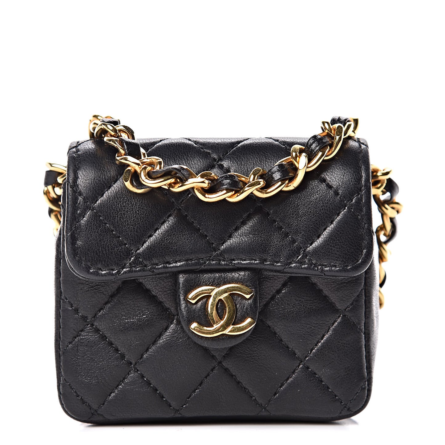 Lambskin Quilted Micro Mini Flap Black