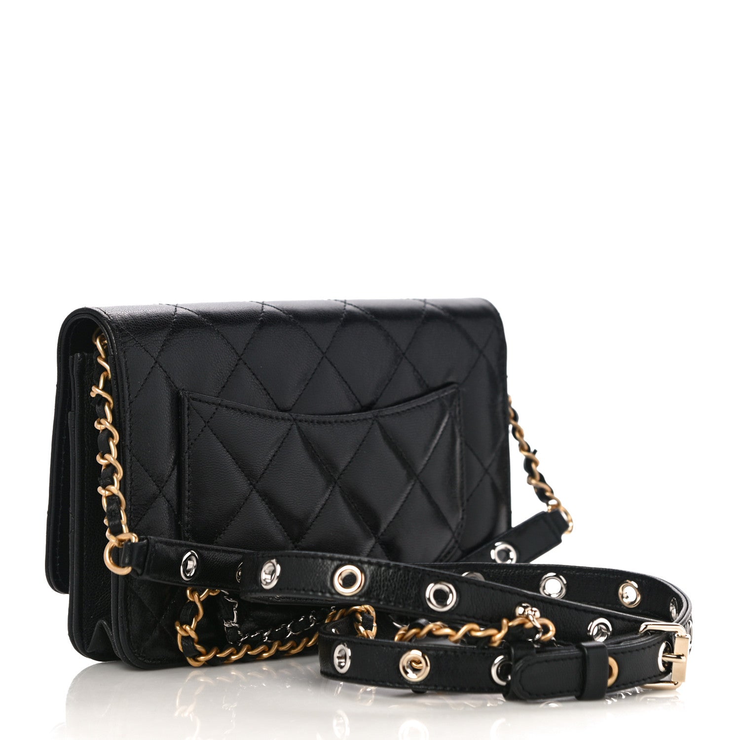Chanel Goatskin Quilted Quilted Like A Wallet Wallet On Chain WOC Black 2 of 13