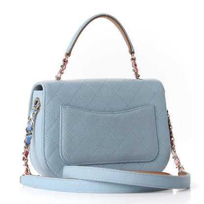 Chanel Caviar Quilted Thread Around Single Flap Blue 2 of 9