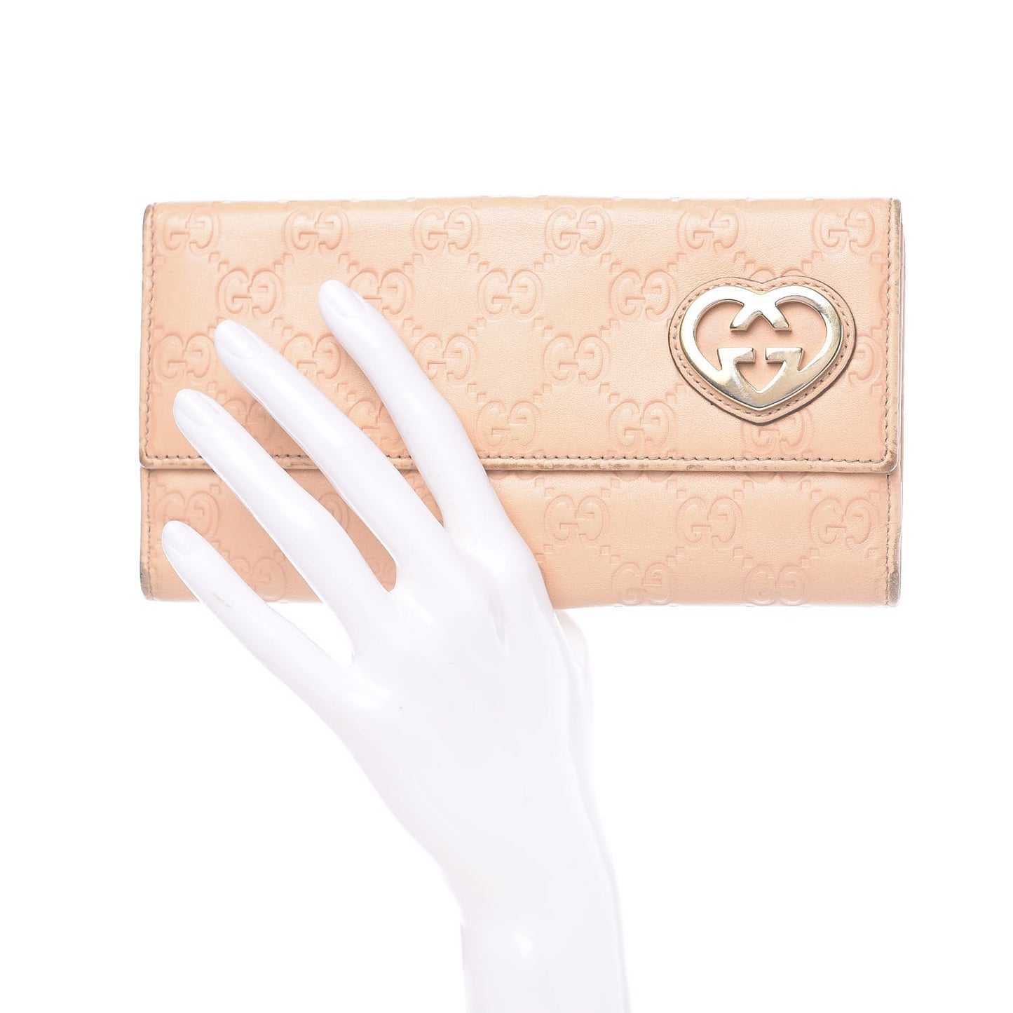 Guccissima Continental Heart Wallet Beige