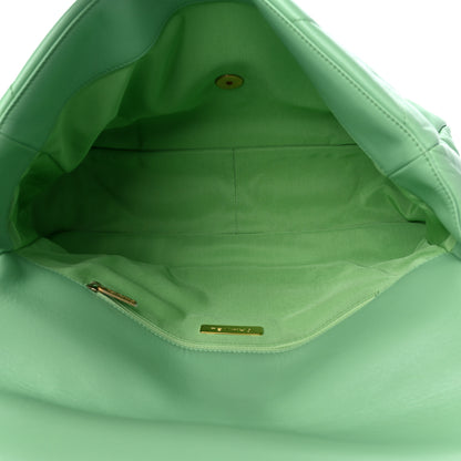 Chanel Goatskin Quilted Maxi Chanel 19 Flap Green 5 of 10