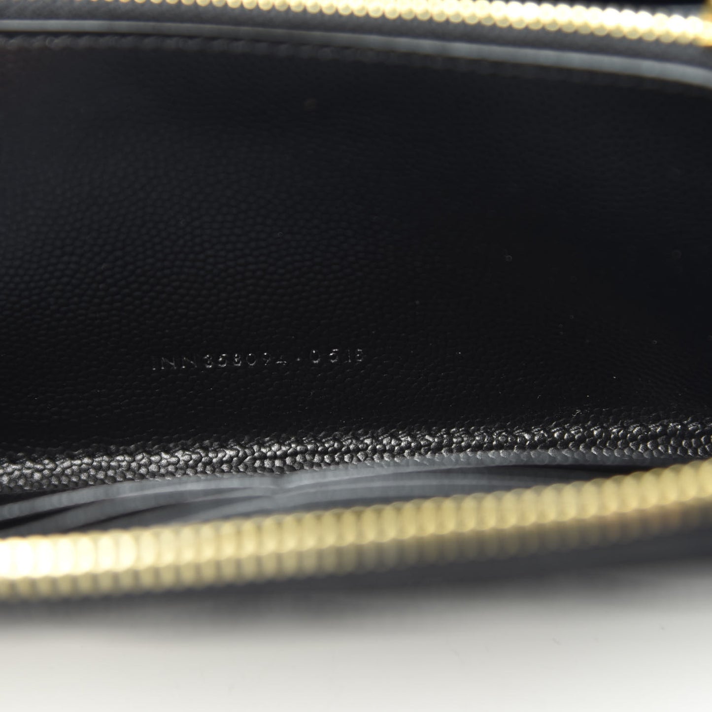 Grain De Poudre Matelasse Chevron Monogram Zip Around Wallet Black