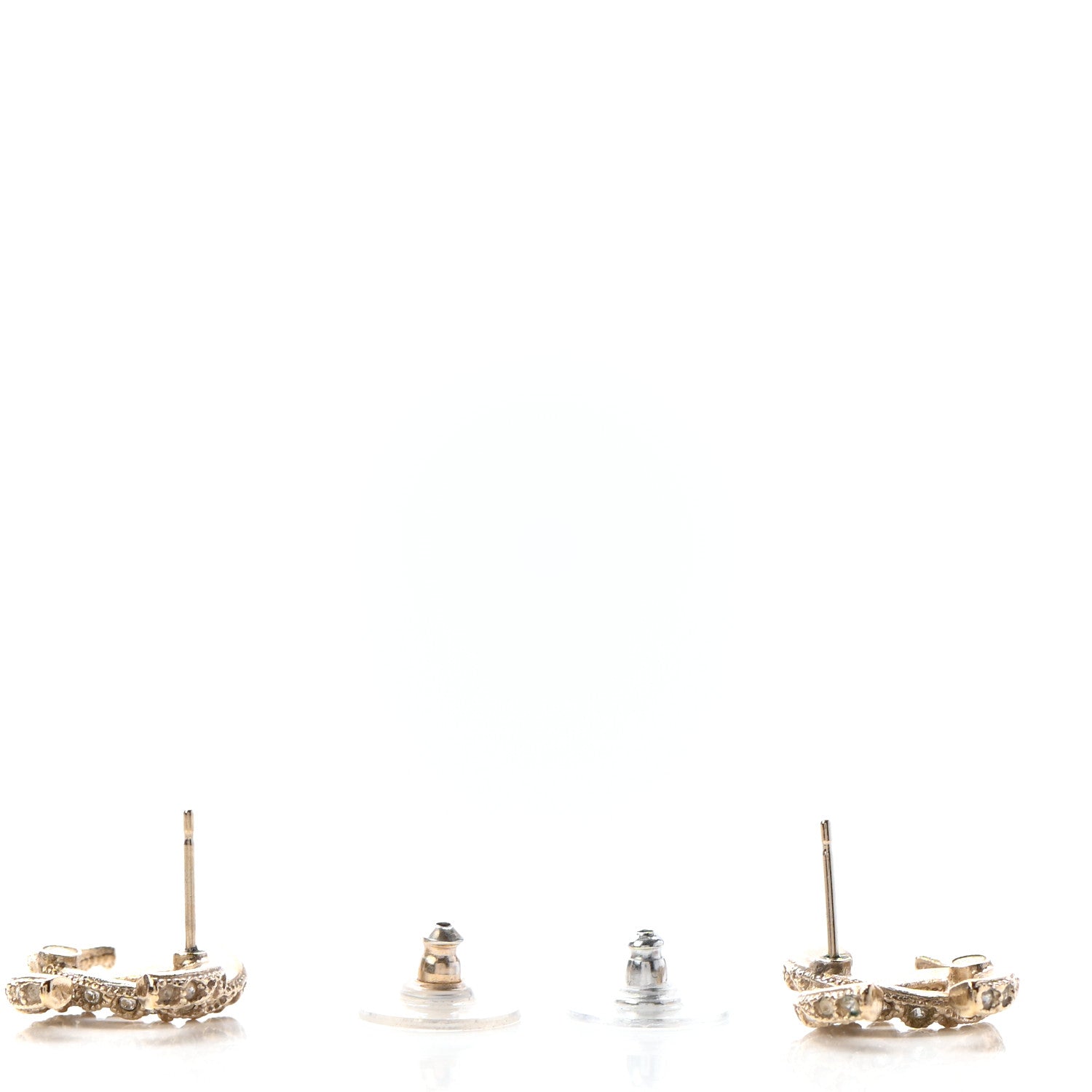 Chanel Crystal CC Earrings Gold 3 of 4