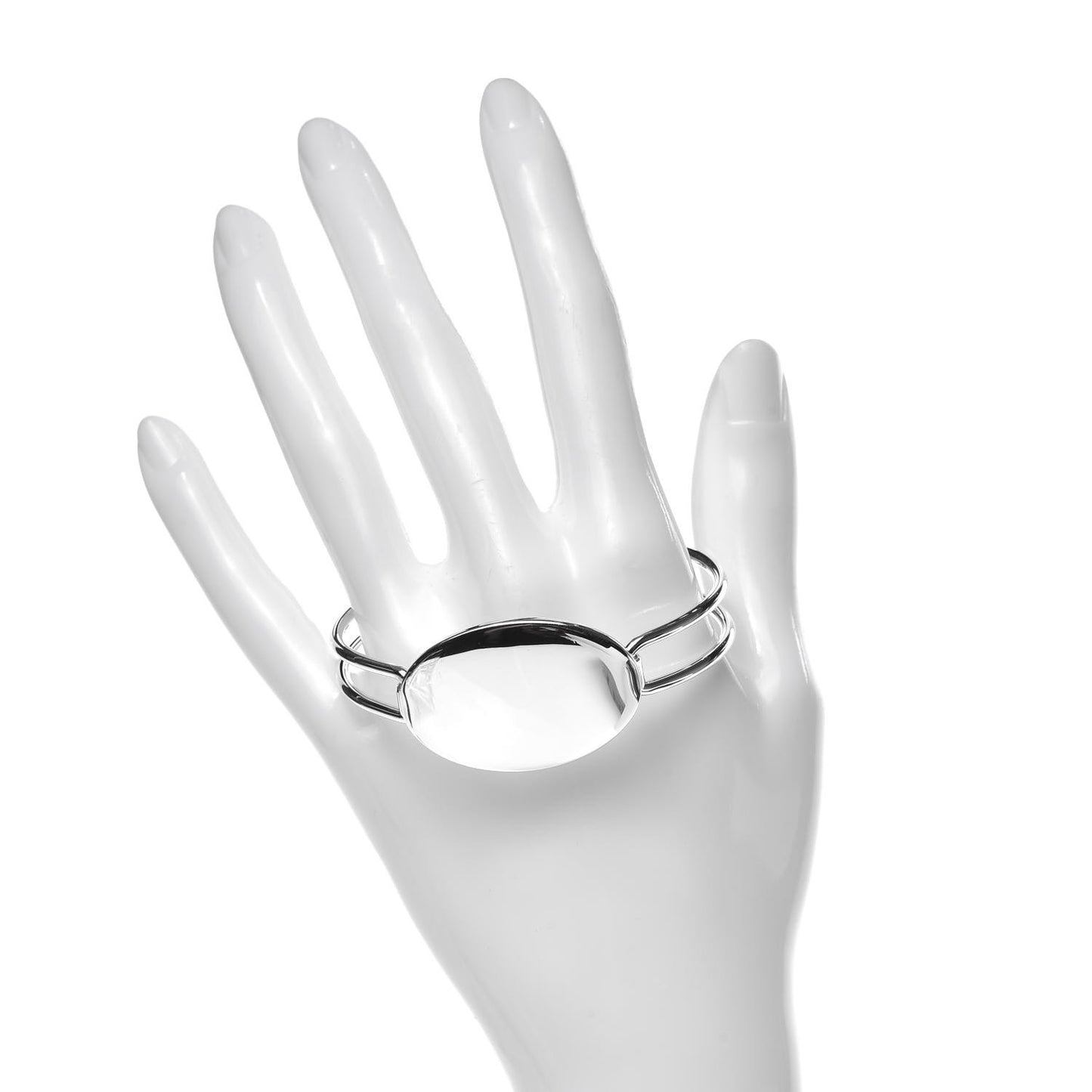 Sterling Silver Oval ID Tag Wire Cuff Bangle Bracelet