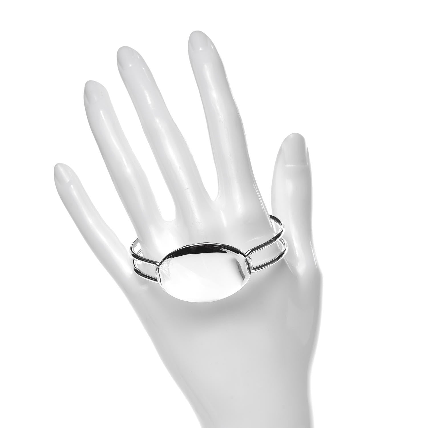 Tiffany Sterling Silver Oval ID Tag Wire Cuff Bangle Bracelet 2 of 5