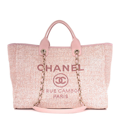 Chanel Lurex Boucle Deauville Medium Tote Pink 1 of 11