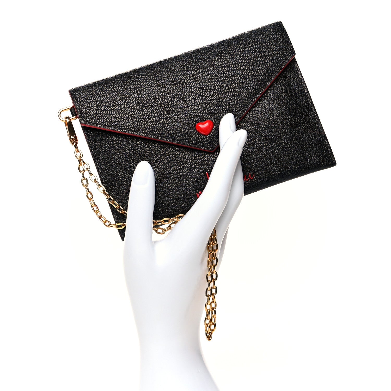 Miu Miu Goatskin Madras Love Wristlet Pouch Black 2 of 7