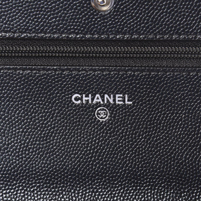 Chanel Iridescent Caviar Chevron Quilted Wallet On Chain WOC Black 6 of 12