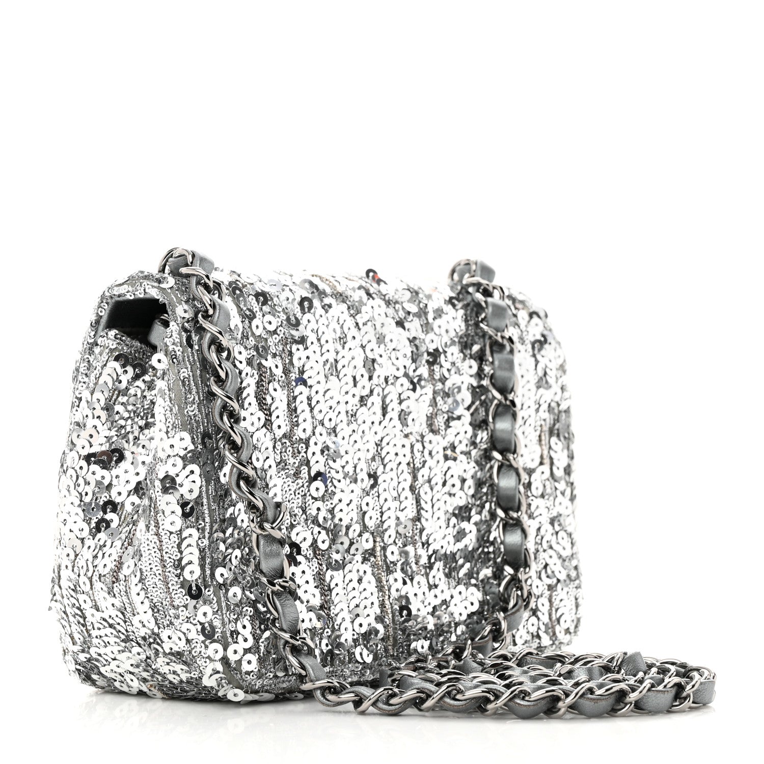 Chanel Sequin Mini Square Flap Silver 3 of 16